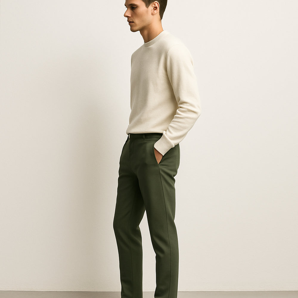 Calça Chino Premium Verde-Escura